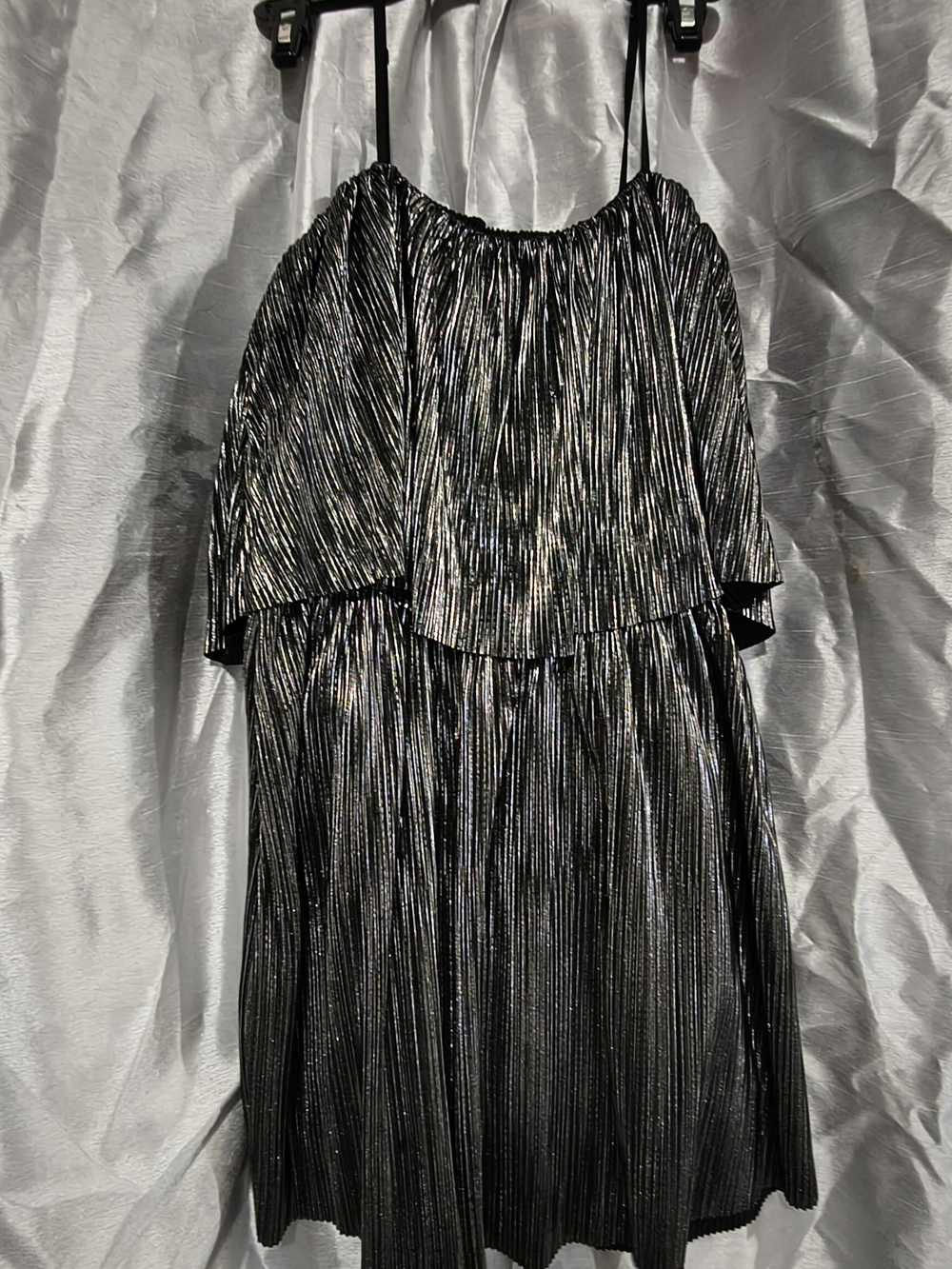 Backless Metallic Black Pleated Dress - Elegant Evening